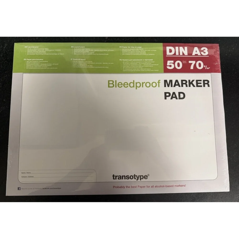 Transotype Bleedproof Marker‎ Pad A3 50 Sheets 70gsm Alcohol Marker Paper